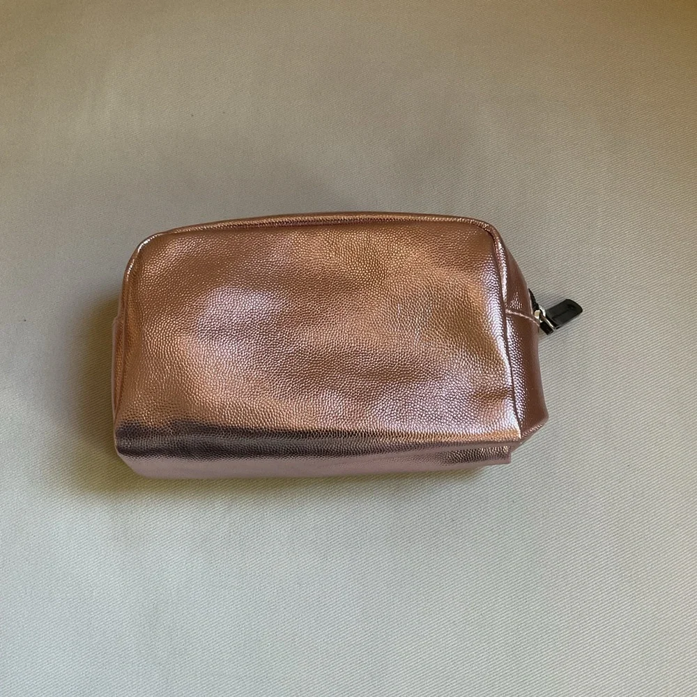 Shiny Light Pink Metallic Cosmetic Pouch Bag